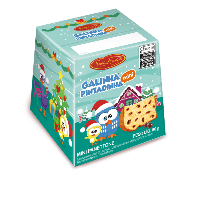 MINI PANETTONE COM GOTAS DE CHOCOLATE GALINHA PINTADINHA 24X80G