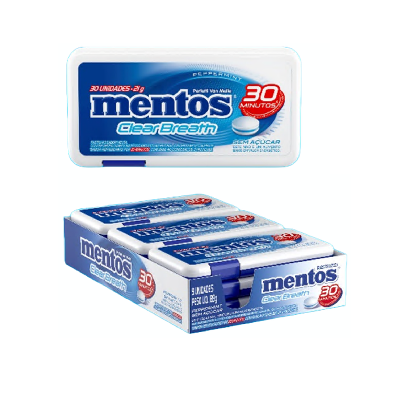 MENTOS CLEAR BREATH PEPPERMINT DISPENSER 9X21G