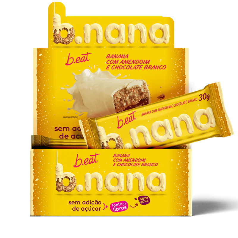 PINATI B.EAT BANANA E AMENDOIM CHO. BRANCO 12X30G