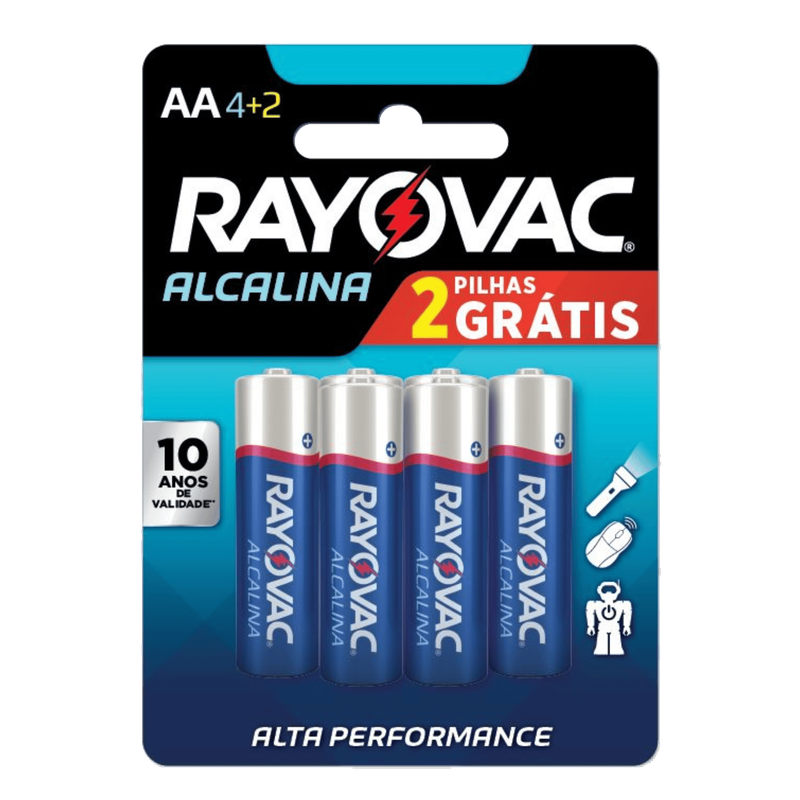 PILHA ALCALINA RAYOVAC AA6 L6P4 CARTELA C/6
