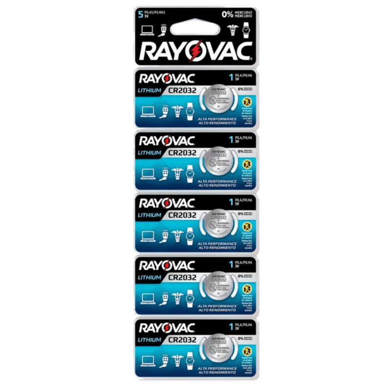 PILHA ELETRÔNICA RAYOVAC CR2032 MULTIBLISTER C/5