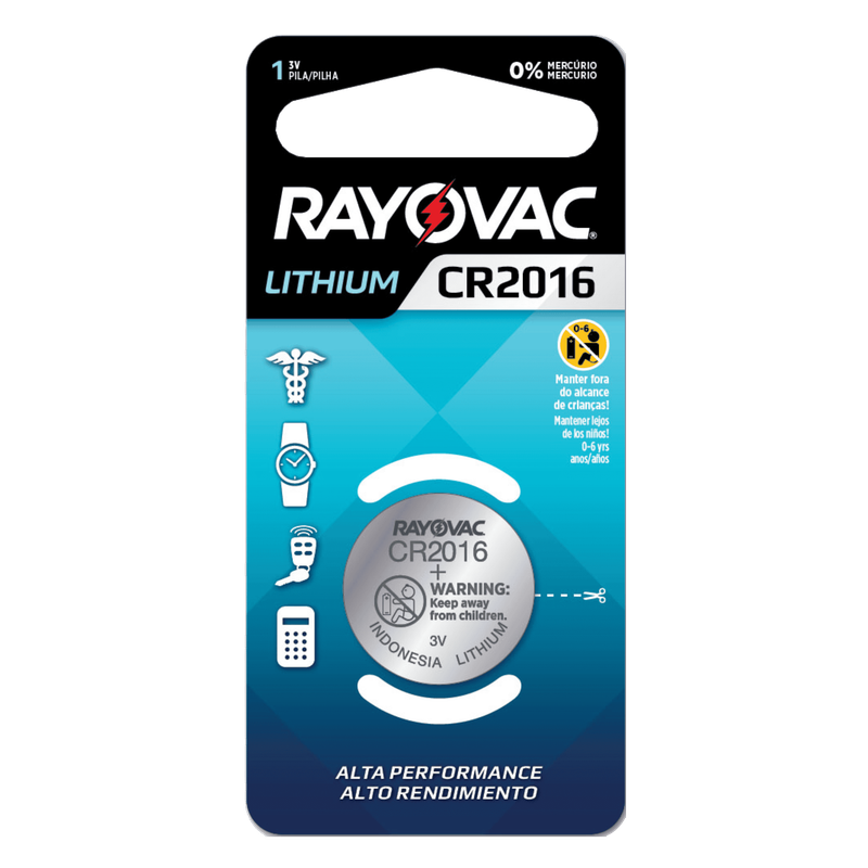 PILHA ELETRÔNICA RAYOVAC CR2016-1 CARTELA C/1