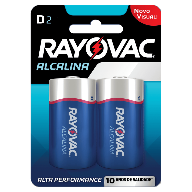 PILHA ALCALINA RAYOVAC D2 CARTELA C/2