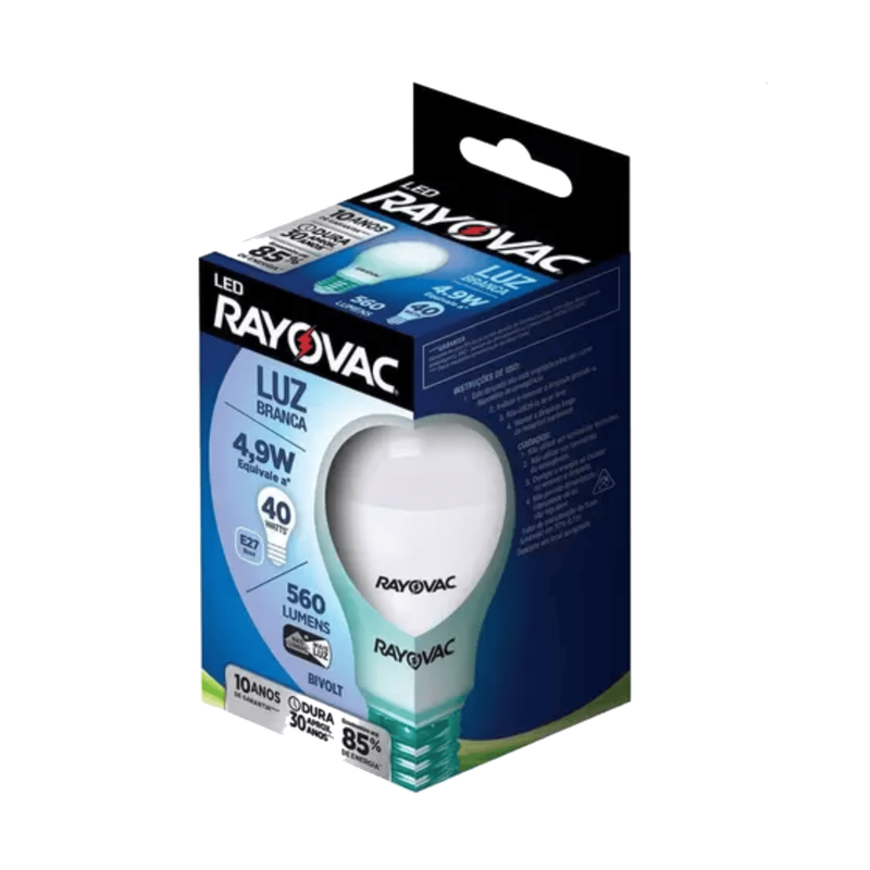 LÂMPADA LED RAYOVAC 4.9W BIVOLT BRANCA
